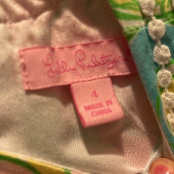 Lilly Pulitzer little girls pink and green shift dress size 4 - Picture 3 of 6